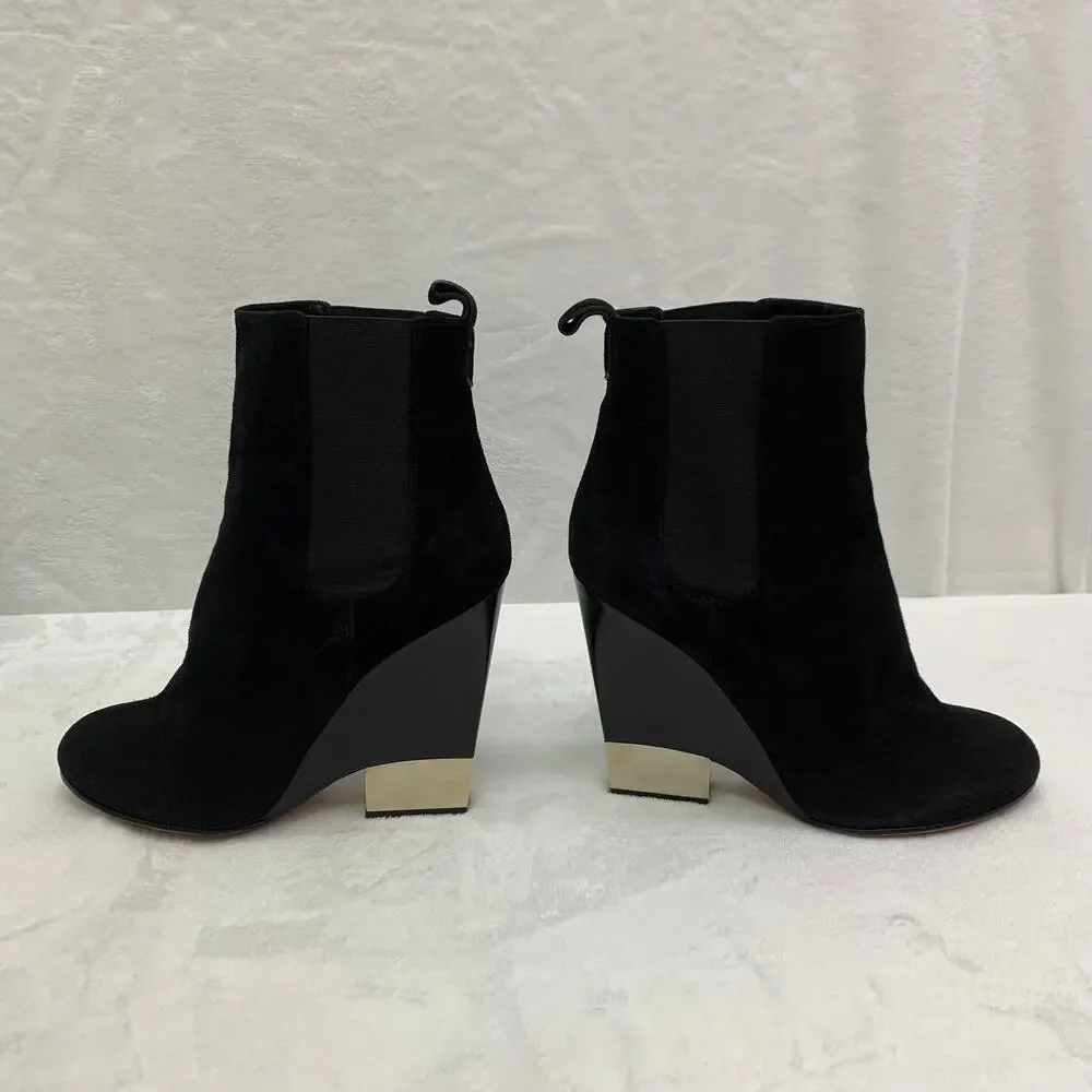 Givenchy Black Suede Gold Heel Slip On Bootie Womens Sz 10 with box extra heels - Picture 3 of 16